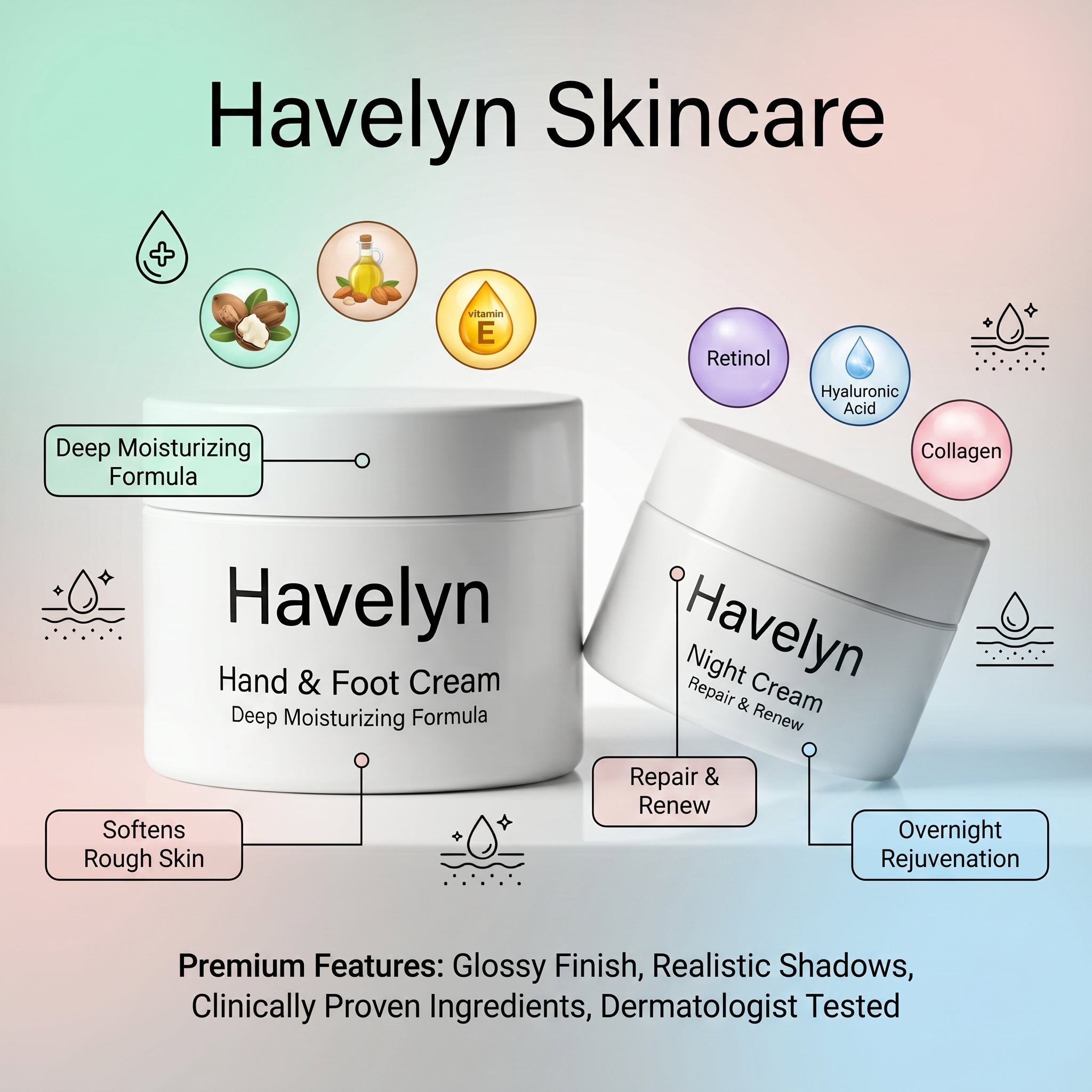 Havelyn Hand & Foot Cream + Night Cream Combo – 50 Zinc Deep Moisturizing Set