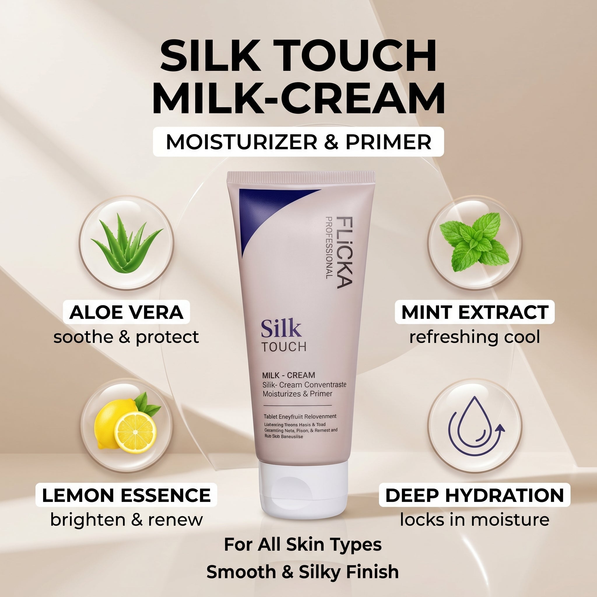 Flicka Professional Silk Touch Milk-Cream – Vegan Moisturizer & Primer (Clean Beauty)