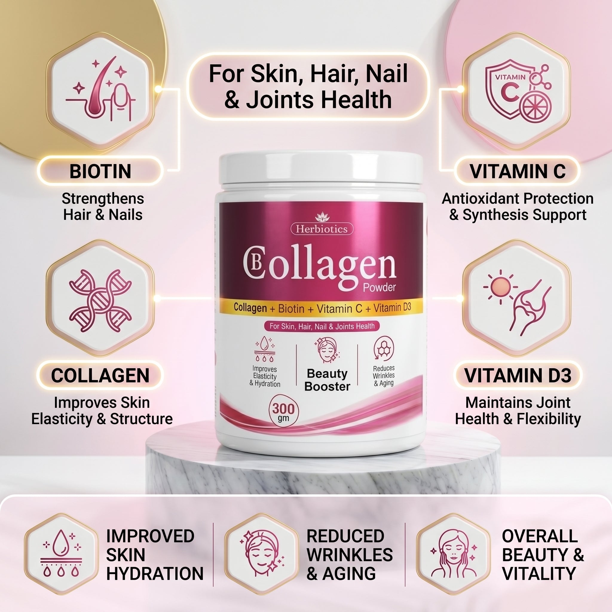 Herbiotics B Collagen Powder – Beauty Booster (300g)
