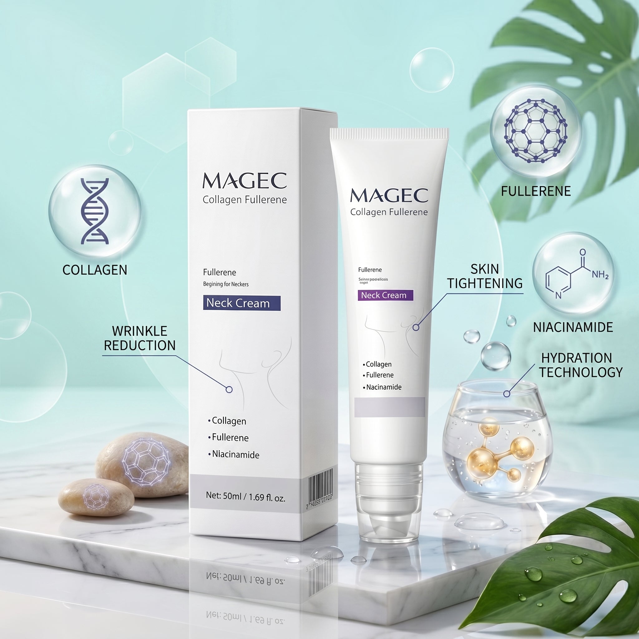 MAGEC Collagen Fullerene Neck Cream – Anti-Aging Firming Formula (50ml)