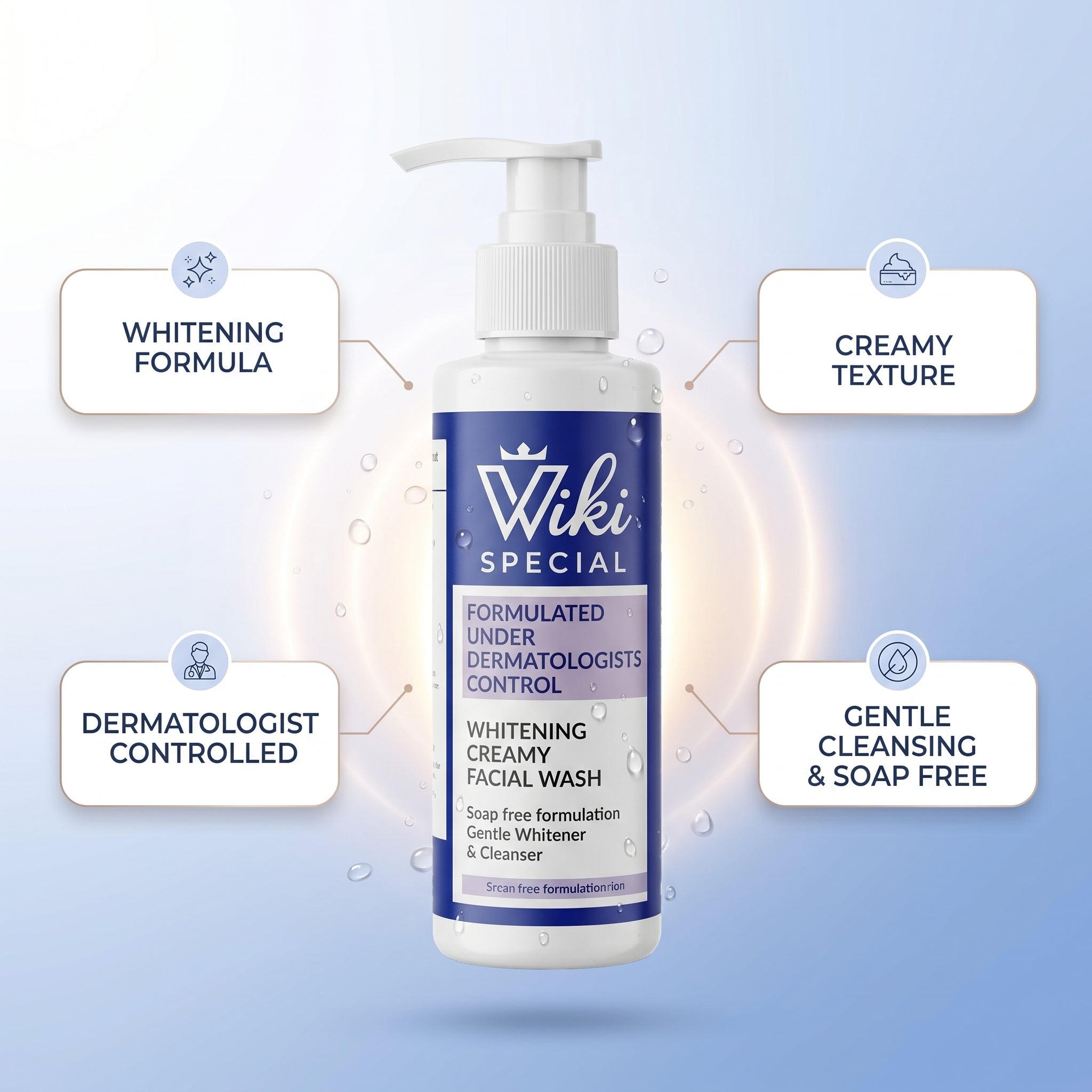 Wiki Special Whitening Creamy Facial Wash – Dermatologist Formulated, Soap-Free