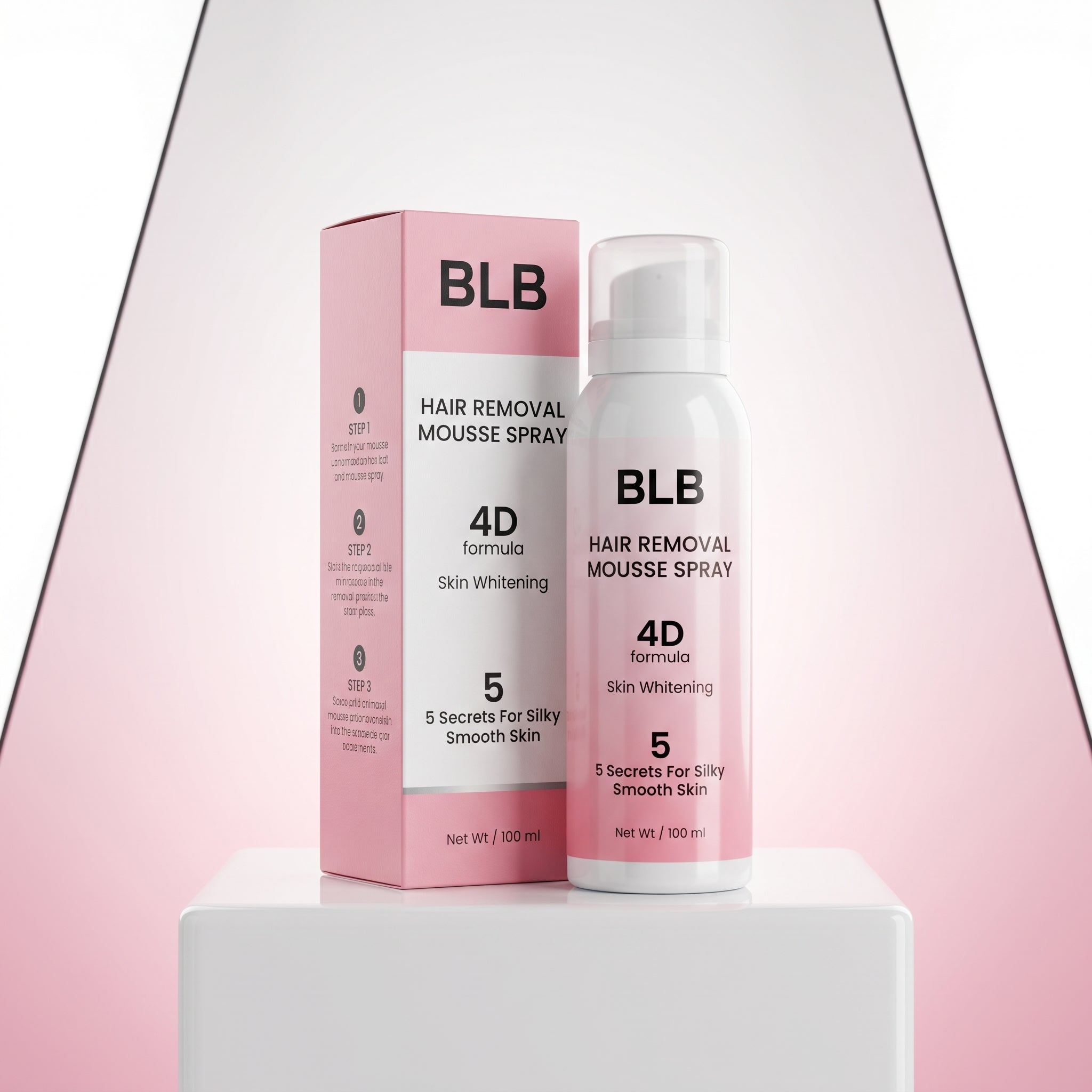 BLB Hair Removal Mousse Spray 4D Formula – Silky Smooth Skin in 3 Steps (100ml)